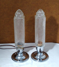Vintage Art Deco Clear Glass Boudoir Skyscraper Torpedo Bullet Lamps picture