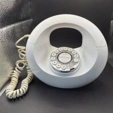 Vintage Western Electric White Yellow Sculptura Donut Push Button Telephone picture