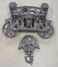 Antique James Way Jamesway Cast Iron Barn Hay Trolley & Matching Drop Pulley picture