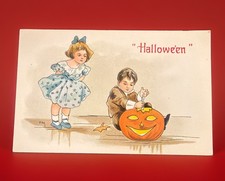 Vintage/ Antique 1908 Halloween Greeting Postcard • Leubrie & Elkus JOL Children picture