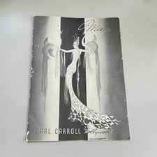 Vtg. Menu Earl Carroll Theatre Restaurant Hollywood 1944 Art Deco Female Cover  picture