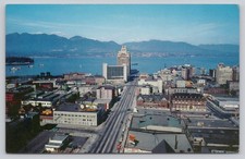 Vancouver BC Business District Harbor Mirro-Krome Postcard Northern Pacific picture