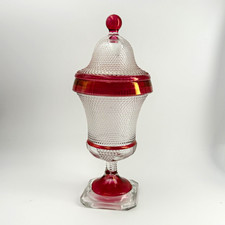 Vintage EAPG Beaded Dewdrop Footed Apothecary Urn with Lid picture