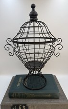 Vintage French Style Pedestal Metal Wire Urn or Candle Holder 14” picture