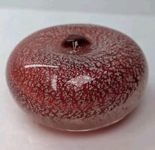 Vintage Norleans Red Glass Silver-Flecked Apple Paperweight Hand Blown Japan picture