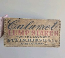ANTIQUE CALUMET LUMP STARCH FOR THE LAUNDRY Wooden ADVERTISING BOX CHICAGO picture