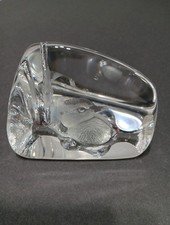 Vintage Signed Mats Jonasson Sweden Lead Crystal Paperweight/Sculpture #2171 picture