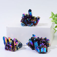 Natural Rock Rainbow Aura Titanium Quartz Crystal Cluster Specimens Healing picture