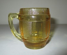 Vintage Amber Glass Barrel Keg Mug Toothpick Holder Shot Glass #105 picture