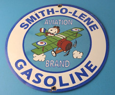 Vintage Smith-O-Lene Gasoline Sign - Aviation Service Gas Pump Porcelain Sign picture