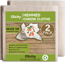 Cheese Cloths, 2Pack, 20X20Inch Hemmed Precut Cheese Cloth Reusable | picture