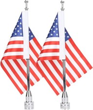 2 Pack USA American Flag Motorcycle Pole Mount Harley Honda Goldwing Yamaha Rack picture