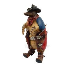 Cowboy Armadillo Sheriff Figurine Statue Texas Flag Hand Painted 10.5