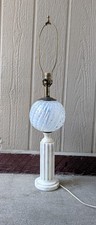 Vintage MCM Italian Murano Opalescent Art Glass Swirl Marble Column Table Lamp picture