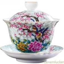 180ml Jingdezhen Porcelain Handpainted Enamel Gaiwan Tea Tureen Kungfu Teaware picture