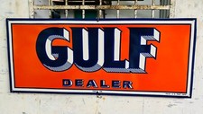 Gulf Dealer Porcelain Enamel Sign 36 x 15 Inches picture
