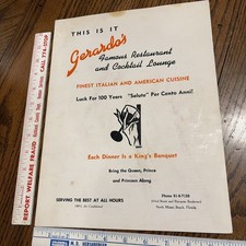 RARE VINTAGE 1950’s restaurant menu gerardo’s  cocktail lounge north miami beach picture