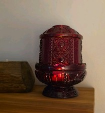 Indiana Glass Stars And Bars Ruby Red Fairy Lamp picture