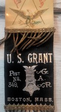 Civil War GAR US Grant Ribbon Pristine Condition picture