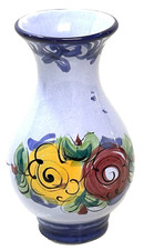 VINTAGE signed POTTERY VASE FROM VESTAL PORTUGAL 402 BLUE & WHITE FLORAL picture
