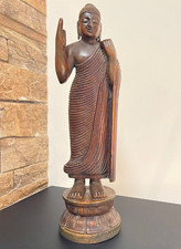 Antique mahogany wood statue Antique Sri Lankan Style Buddha Sculpture Handmade⭐ picture