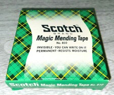 VTG Unused Scotch 3M Brand Magic Mending Tape No. 810 Green Plaid Box NOS picture