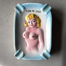 Vintage Risqué Nude Lady “Turn Me Over” Ashtray Japan -chipped picture