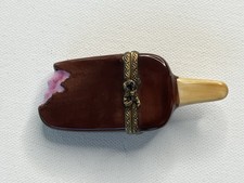 Limoges Trinket Box France Ice Cream Stick Strawberry Pink EXCELLENT RARE picture