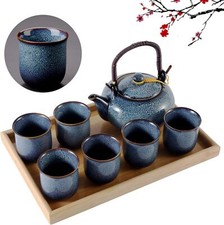 Japanese Tea Set for 6, Kiln Altered Glaze Porcelain Tea Set with 1 Teapot picture
