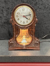 VINTAGE MASTERCRAFTERS SESSIONS ANIMATED SWINGING GIRL LIGHTED MOTION CLOCK LAMP picture