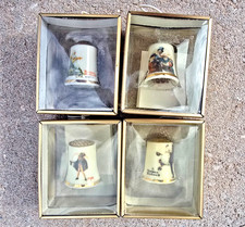 4 Vintage Gorham Norman Rockwell Thimbles 1979-1982 picture
