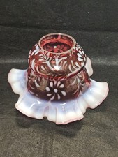 Fenton Cranberry Daisy & Fern Ruffled 2