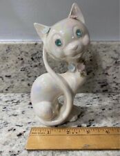 Vintage LEFTON JAPAN 316 Ceramic Figurine WHITE CAT w/ Rhinestone Eyes  6½