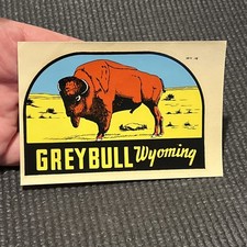 Vintage Grey Bull Wyoming Decal Auto  3x4 Lindgren Turner Buffalo WY-16 picture