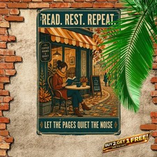 Book A Day Keeps Reality Away Tin Sign Reading Room Decor picture