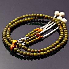 Kyoto Nichiren Buddhist Beads Mala Japanese Juzu Ryokudan Green Palo santo Japan picture