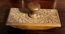 Antique Chip Carved Wooden Rocking Desk Ink Blotter 