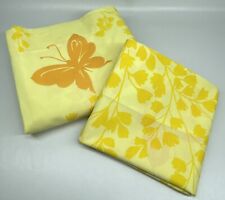 VTG 70s MCM Springmaid Butterfly Twin Flat Sheet & Pillow Case Yellow NWOT READ picture