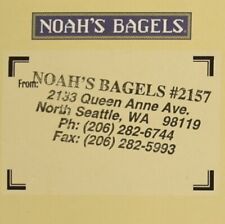 Vintage 2000 Noah's Bagels Restaurant Menu Queen Anne Avenue Seattle Washington picture