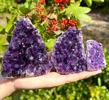 250G Natural Amethyst Raw Geode Cluster Purple Quartz Crystal Art Home Decor picture