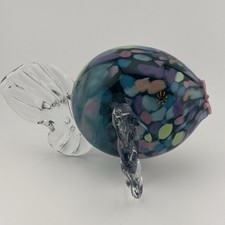 Hand Blown Art Glass Fish Figurine Multicolor Speckled Signed 3D Effect 4