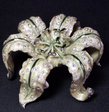 JAY STRONGWATER PINK TIGER LILLY, Silver, Enamel & Crystals, 4 3/4