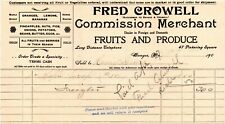 1902 Letterhead-Fred Crowell Fruits & Produce-Bangor, ME-Henry Grover-Monson, ME picture