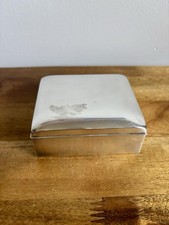 VTG Poole Silver Co Silverplate Cigarette Box Brushed Finish Small 4x4x2.5in picture