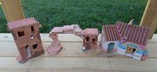 Vintage Stone Of The Feather Lot Of 3 Adobe Buildings Collectable & Bonus Figure picture