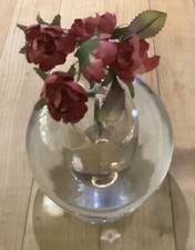 Lead Crystal Clear Round Paperweight/ Budvase, 4 1/4” x 3 1/4” Mint Condition picture