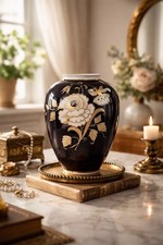 Vintage Wallendorf Germany Echt Kobalt Blue Gold Hand Painted Floral Vase picture