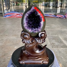 7.69LB High quality Natural Amethyst geode quartz crystal Dinosaur egg healing picture