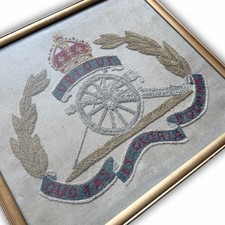 WW1 Royal Artillery RFA Embroidered Crest 1917 Named Soldier Signed Militaria picture