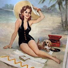 1961 Pin Up Calendar Girl One Page  Mauro Scali Artist Not Common picture